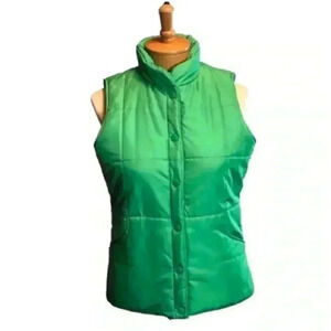 Green IZOD Casual Puffer Snap button closure Vest Size Small two side pockets